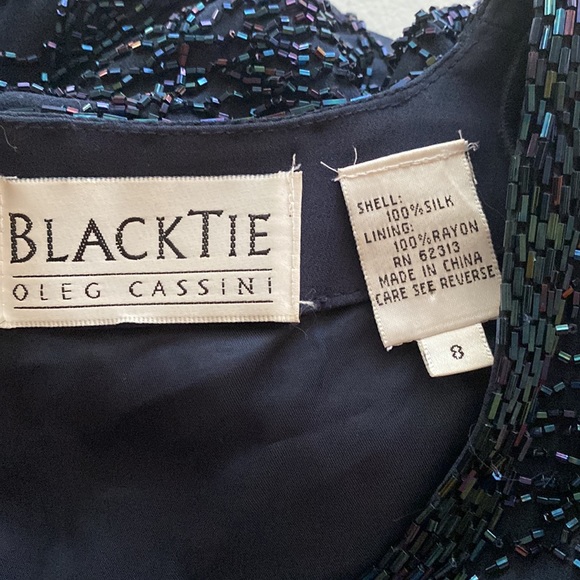 BLACKTIE OLEG CASSINI Silk Sheath Midi Dress Size 8 - Picture 11 of 11